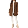 thumbnail image 2 of INSPIRE CHIC Women's Peter Pan Collar Single Breasted Overcoat Winter Long Coat Solid Brown XS, 2 of 5