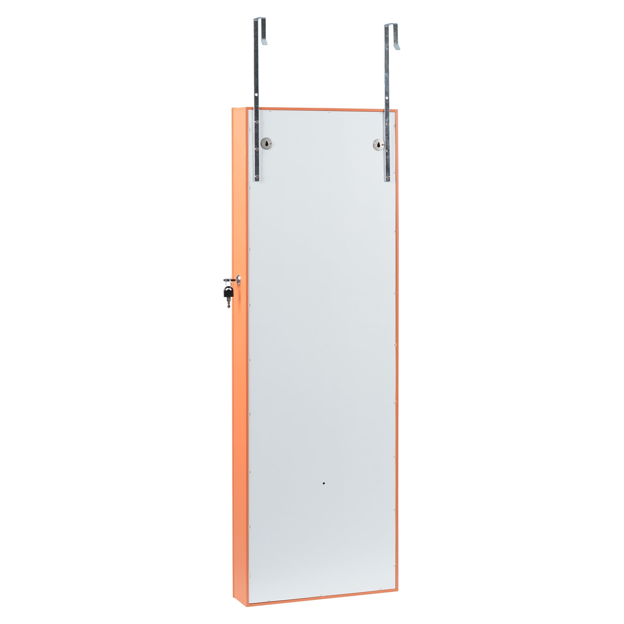 Kepooman Jewelry Cabinet Armoire, Wall/Door Mount Storage Organizer with Full-Length Mirror, Lockable Cabinet with Shelves, Gift Idea, Orange Kepooman Jewelry Cabinet Armoire, Wall/Door Mount Storage Organizer with Full-Length Mirror, Lockable Cabinet with Shelves, Gift Idea, Orange