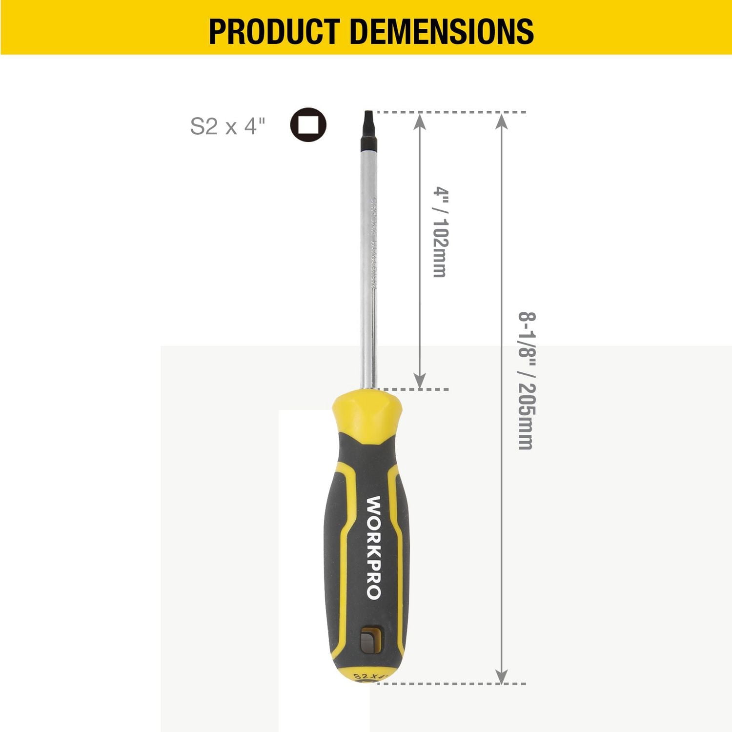 WorkPro Tournevis à tête carrée S2 x 4 po/100mm