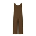 thumbnail image 6 of Htigea One Piece Jumpsuits for Women Casual Sleeveless Spaghetti Strap Rompers Summer Overalls Beach Vacation Outfits 2025 Brown,S, 6 of 8