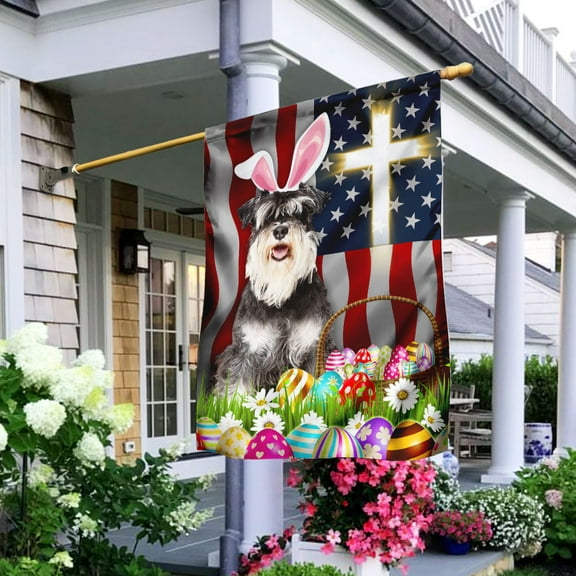 Miniature Schnauzer Easter American Flag - Garden Flag (11.5" x 17.5")