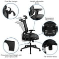 thumbnail image 6 of Flash Furniture Ergonomic Mesh Office Chair with Synchro-Tilt, Pivot Adjustable Headrest, Lumbar Support, Coat Hanger and Adjustable Arms in Black, 6 of 15