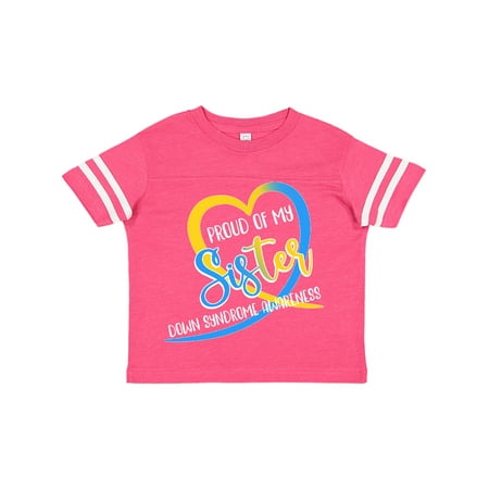 

Inktastic Proud of my Sister Down Syndrome Awareness Heart Ribbon Gift Toddler Boy or Toddler Girl T-Shirt