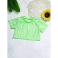 thumbnail image 4 of Jowowha Kids Girls Shiny Metallic Crop Tops Boys Short Sleeves T-Shirt for Modern Dance Performance Fluorescent_Green 170, 4 of 7
