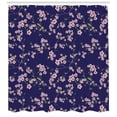 thumbnail image 3 of Ambesonne Navy and Blush Shower Curtain, Sakura Blossom, 69"Wx84"L, Purple Rose Fern Green, 3 of 3