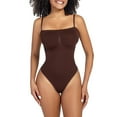 thumbnail image 2 of Viluyesy Womens Thong Bodysuit, High Waisted Tummy Control Seamless Tight Fit Sculpting Shapewear Brown XL, 2 of 6