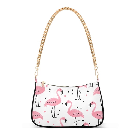 ALAZA Flamingo Polka Dots Women's Chain Shoulder Bag Hobo Handbag Tote Crossbody Purse