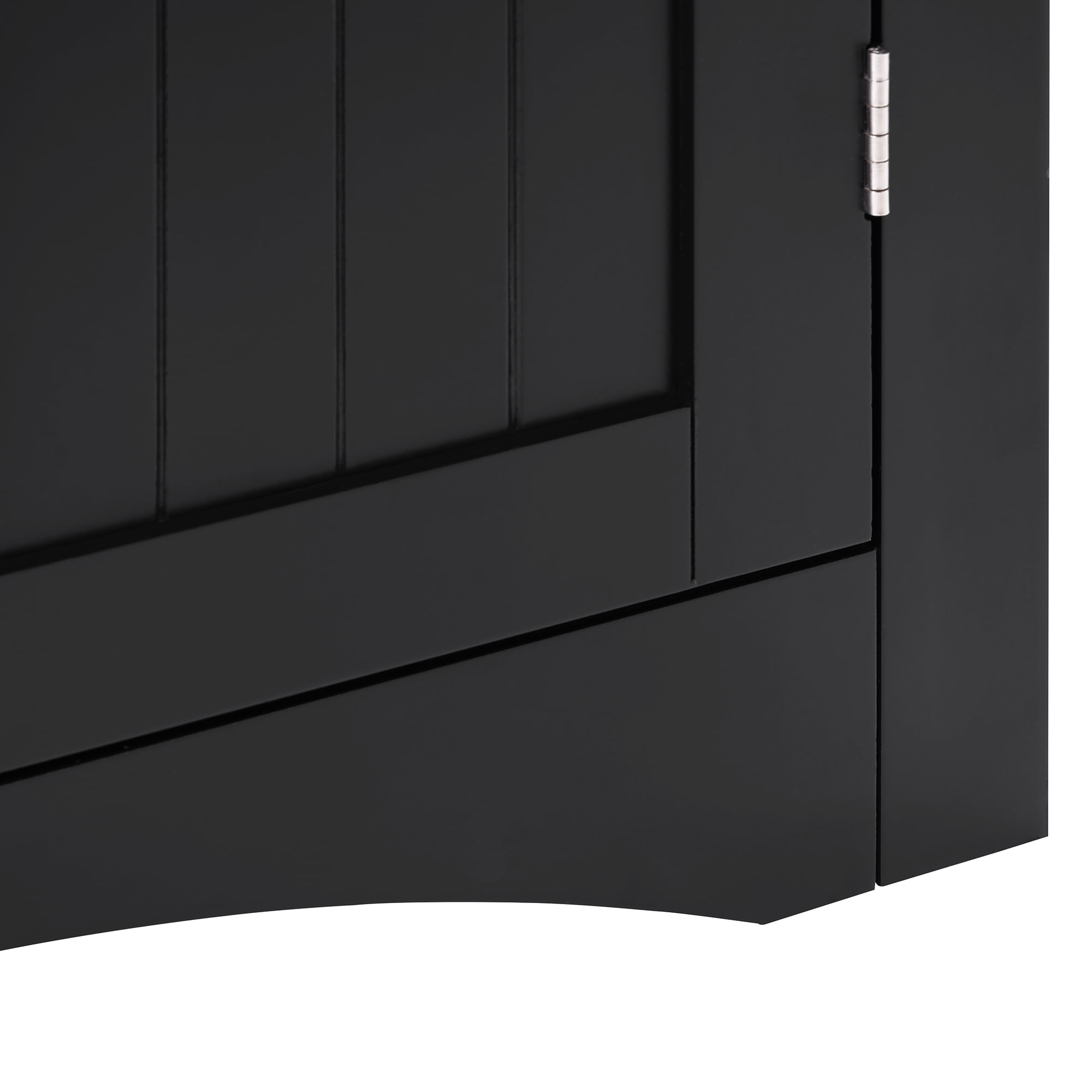 Small Corner Cabinet, Wood Corner Table with 2 Doors and Adjustable Shelves, Bathroom Storage Organizer, Floor Pantry Cabinet for Living Room, Kitchen