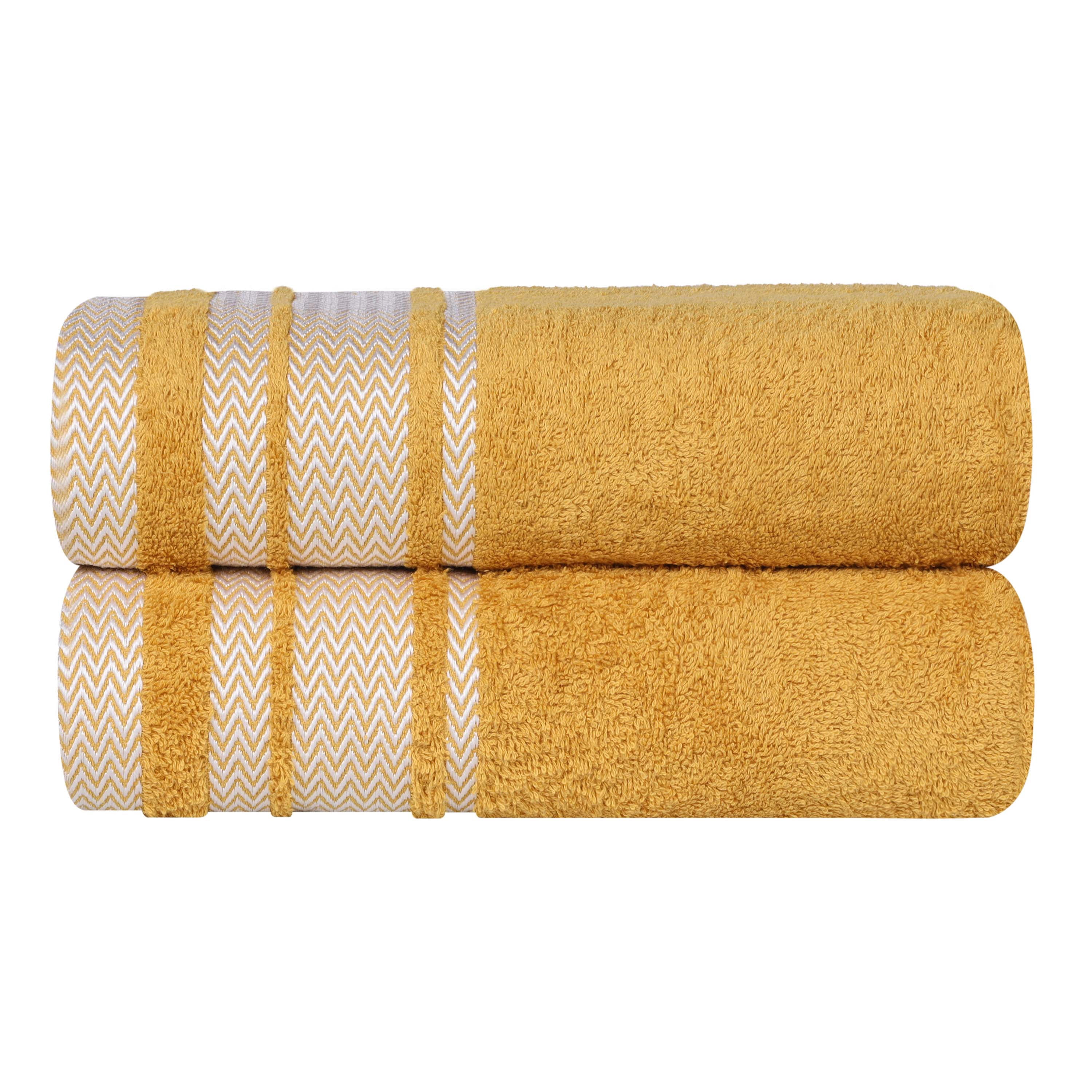 Superior Hays 2 Piece Cotton Plush Bath Towel , Ultra Soft Absobent Towels, Gold