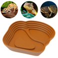 thumbnail image 1 of Plato de alimentación de es plato de bañera de es decoración de hábitat de tortuga plato de agua para serpientes suministros de mascotas semi acuáticas ranas Marrón, 1 of 10