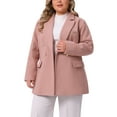 thumbnail image 4 of Agnes Orinda Women's Plus Size Coat Notch Double-Breasted Lapel Jacket Outwear Word Casual Coats with Pockets 1X Pink, 4 of 6