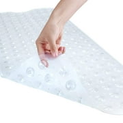 Altalsby Bathtub Mat Non Slip, 40 x 16 inches Bath Mats for Tub with Drain Holes Suction Cups, Machine Washable Bathroom Mats, Clear