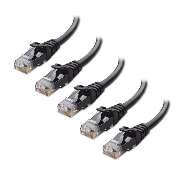 Cable Ethernet Matters Cat 6, 10 Gbps, 4 pies, negro, paquete de 5