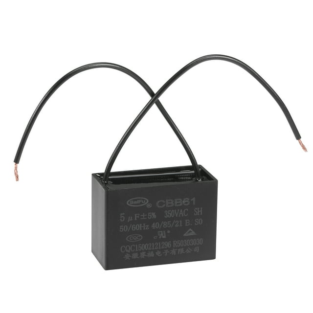 Capacitor de ventilador de techo CBB61 de 5uF 350V CA de 2 cables Uxcell, 1 paquete