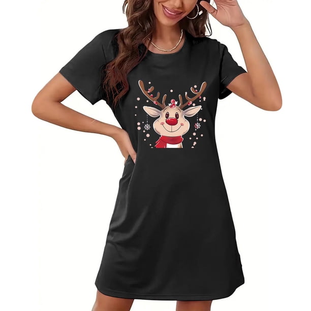 Camisón corto de talla grande para mujer, camisón de manga corta con estampado de pecho a la moda, camisón para mujer