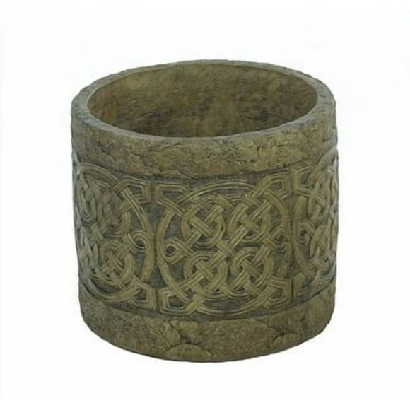 Solid Rock Stoneworks Large Celtic Planter 12in Tall x 14in Diameter Sage Color