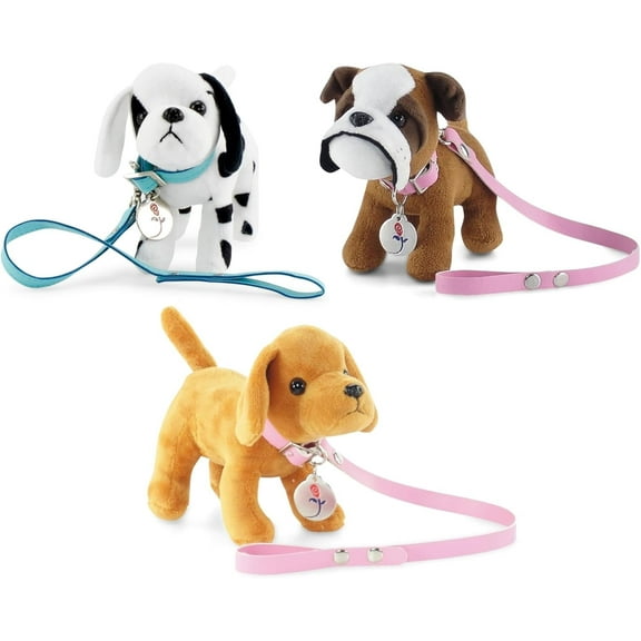 Emily Rose Pets Toy Puppy Bundle for Kids, Brown, Dalmatian and Bulldog Plush Toys