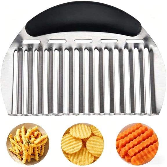 Large Crinkle Cutter Cutting For Potatoes, Wavy Slicer Crinkle Cutting Chopping Knife for Vegetables French Fry, Sturdy Sharp Stainless Steel Tools