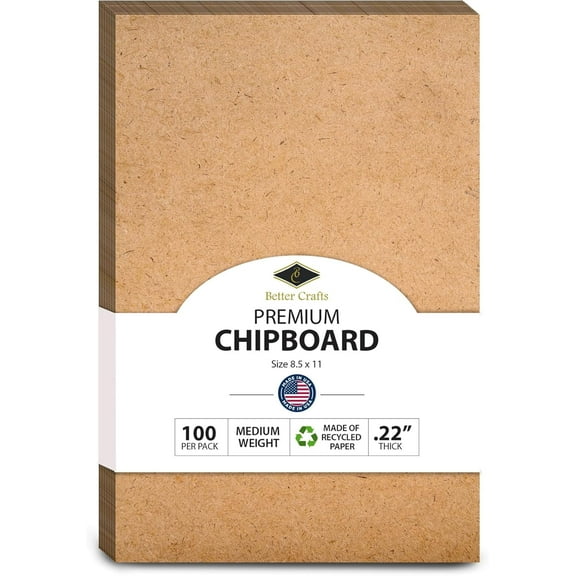 Chipboard - Cardboard Medium Weight. 8 1⁄2 x 11" Chipboard Pads - .022" Thick (100 Per Pack)