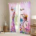 thumbnail image 2 of jejeloiu Eiffel Tower Curtains Pack of 2 (42x84 Each),Colorful Romantic Flower Curtains Blackout,Watercolor Splatter Ink Bedroom Curtains For Girls,Microfiber Bedroom Decor, 2 of 5