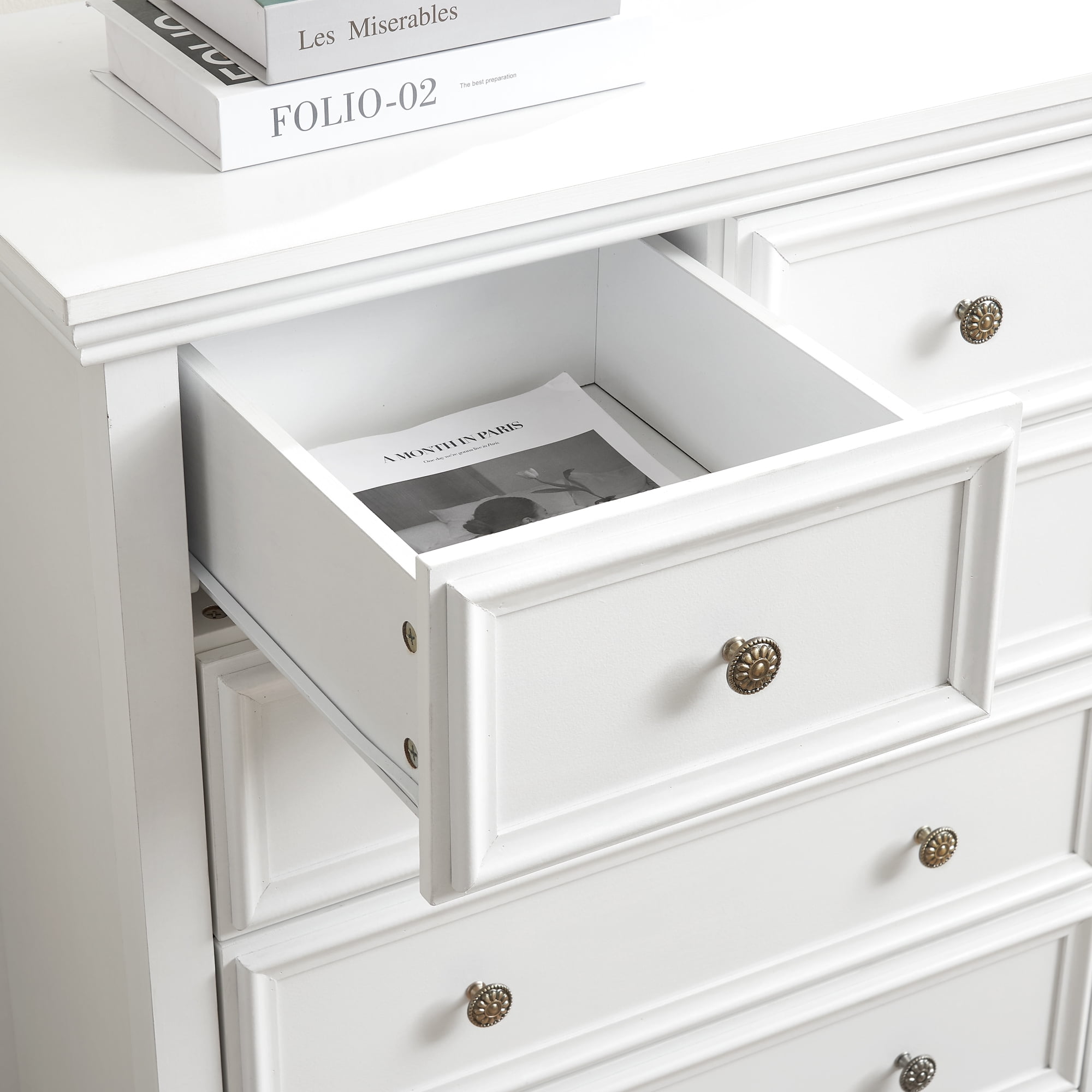 Leumius 6 Drawers Dresser,Modern Tall Chest of Drawers Closet Organizers and Storage Clothes Storage Drawers Cabinet for Living Room,Bedroom,White