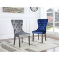 thumbnail image 2 of Modern Rustic Side Chairs in Gray Velvet and Tufted Seats (Set of 2), 2 of 5