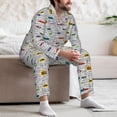 thumbnail image 7 of Honeii Hello Pattern Mens Pajamas Set,2pcs Men's Lounge Long Sleeve Sleep Shirt and Pajama Bottoms Sleepwear Set,Mens Pjs Sets-Large, 7 of 7