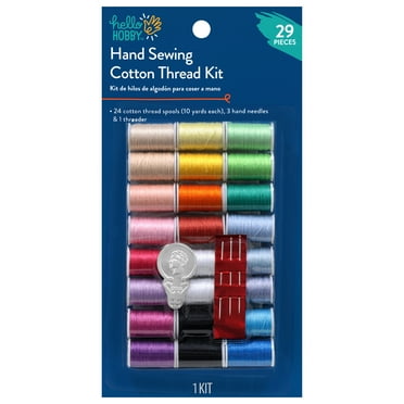 Hello Hobby Mercerized Cotton Hand-Sewing Thread, 24 Assorted Colors, 10 Yards Each