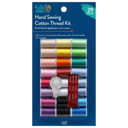 Hello Hobby Mercerized Cotton Hand-Sewing Thread, 24 Assorted Colors, 10 Yards Each