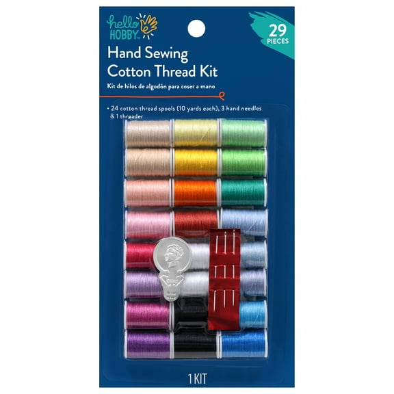 Hello Hobby Mercerized Cotton Hand-Sewing Thread, 24 Assorted Colors, 10 Yards Each