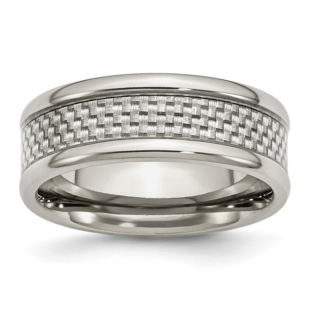 Ring Size Options 10 10.5 11 11.5 12 12.5 13 6 6.5 7 7.5 8 8.5 9 9.5 JewelryWeb Stainless Steel Engravable Carbon Fiber 8mm Polished Band 