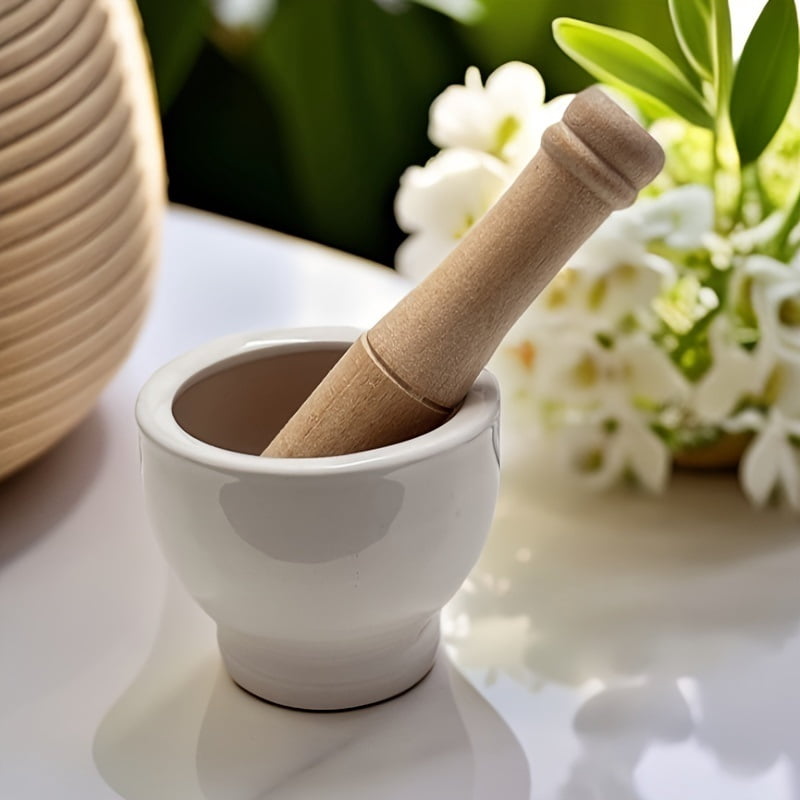 Manual garlic masher, white ceramic garlic masher, household garlic press, grinder, pounding bowl, pounding bowl, medicine jar
