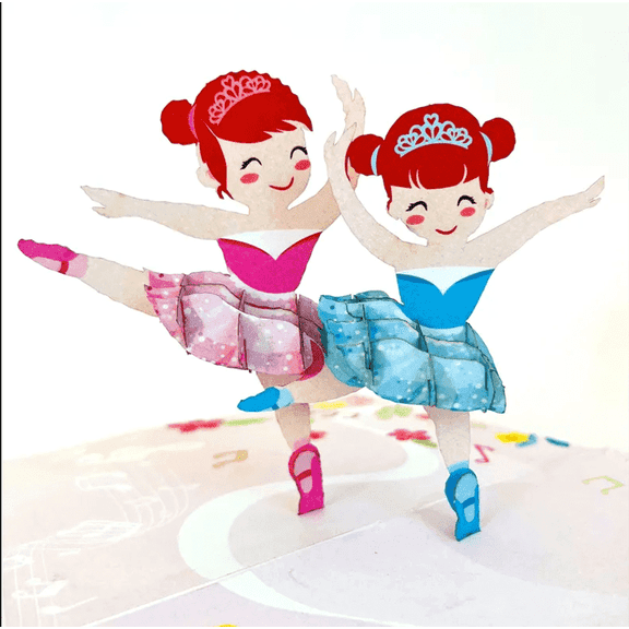 Baby Dancing 3D Pop Up Greeting Card, Handmade Pop Up Greeting Cards For Every Day, Birthday, Love,  Holidays, Congratulations, 5" x 7" Includes Envelope and Note