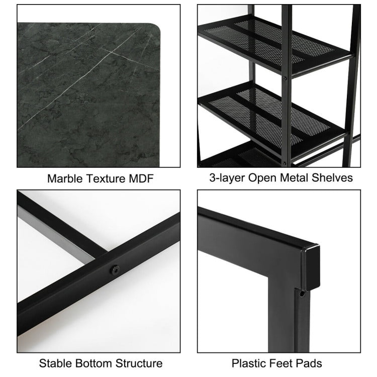 Finihen Dining Set, Dining Table Set, 3 pcs Dining Set with Faux Marble Top Table and 2 Stools, for Home, Restaurant, Faux Marble, Black Finihen Dining Set, Dining Table Set, 3 pcs Dining Set with Faux Marble Top Table and 2 Stools, for Home, Restaurant, Faux Marble, Black