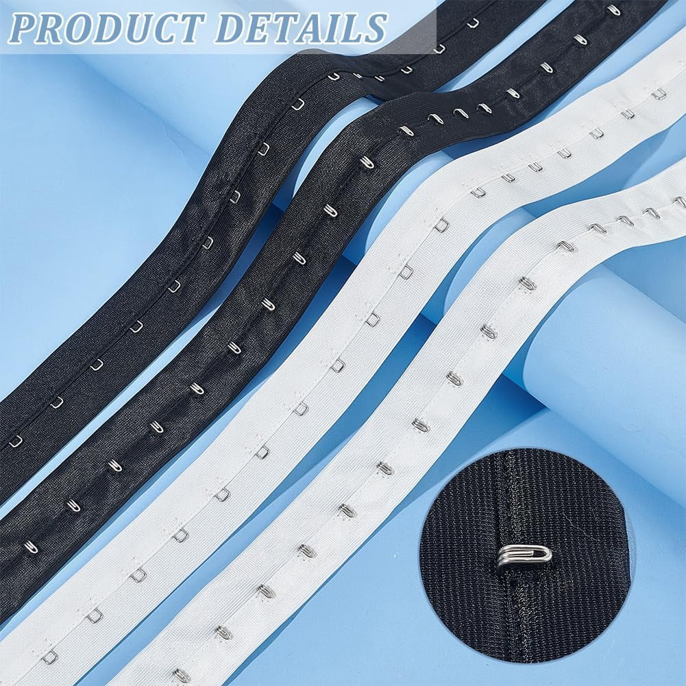 10 Yards Single Hook and Eye Tape Trim 2 Colors Polyester Bra Extender for Corset Bra Sewing Quilting Renaissance Dance Corset Bridal Apparel Home Decoration (Black White) DIY