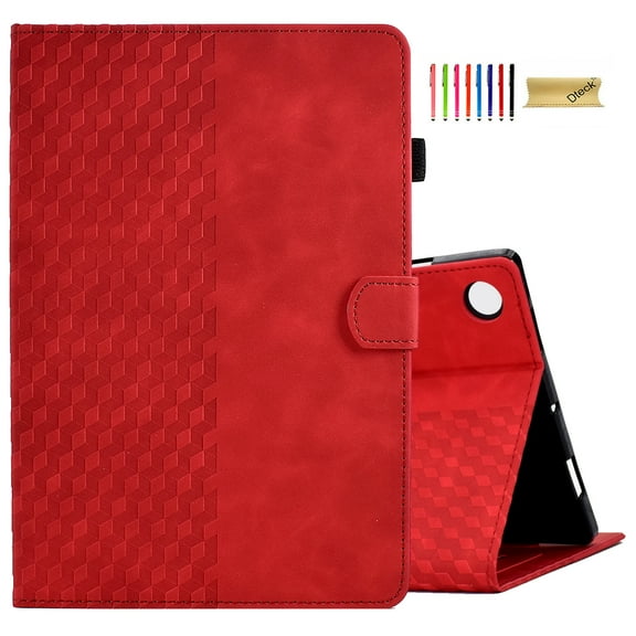 Dteck Folio Case for Samsung Galaxy Tab A8 10.2 Inch SM-X200/X205/X207, Auto Wake Sleep Smart Case PU Leather Slim Flip Stand Cover with Card Slots Multi-Angle Viewing, Red