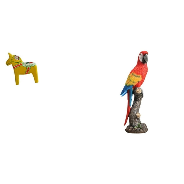 Figura de escritorio,Estatua de caballo tradicional sueca hecha a mano,Figura de loro,Estatua de loro Escultura animal Figura de loro,Estatua de jardín coleccionable de adorno de escritorio