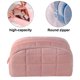 thumbnail image 3 of Bolso cosmético del bolso del maquillaje de la felpa para las mujeres, bolso grande del artículo de tocador del viaje del color sólido de la cremallera, 3 of 6