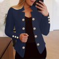 thumbnail image 2 of YDFCWXW Women's Double Slim Fit Blazers Notch Lapel Work Office Suits Casual Open Front Blazer Navy, L, 2 of 5
