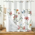 thumbnail image 7 of Mizhona Rustic Pink and Blue Floral No Hooks Shower Curtains with Snap in Liner Farmhouse Peony Hookless Fabric Bathroom Curtain,71"× 86", 7 of 7