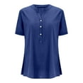 thumbnail image 4 of Chemise Boutonnée Col en V pour Femmes Hauts d'Été Décontractés avec Fente Latérale, 4 of 4