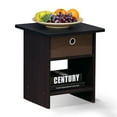 thumbnail image 7 of Furinno 10004DWN End Table & Night Stand Storage Shelf with Bin Drawer, Dark Walnut, 7 of 7