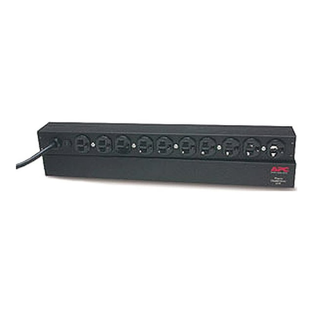 APC Basic Rack-Mount PDU Rack) - Multiprise (Montable en - AC 120 V - 1,8 kW - Entrée: NEMA 5-15 - Connecteurs de Sortie: 10 (NEMA 5-15) - 1U - 19 Pouces - Cordon de 12 Pieds - Noir - pour P/N: SMX1000C, SMX1500RM2UC, SMX1500RM2UCNC, SMX750C, SMX750CNC, SRT3LK1UCK