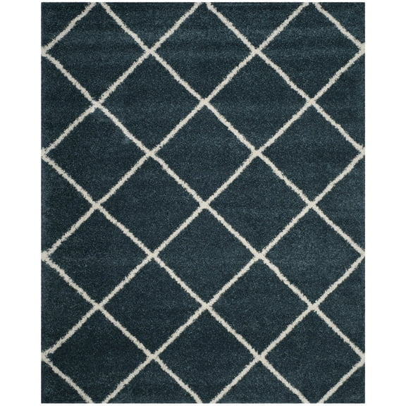 SAFAVIEH Hudson Amias Plush Geometric Shag Area Rug, Slate Blue/Ivory, 10' x 14'