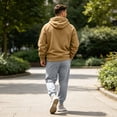 thumbnail image 4 of Zimjoy Hoodie Sweatpants Set Men, 1/4 Zip Hooded Sweatshirt with Arm Zipper Pocket & Black Drawstring Tapered Pants, Casual Tactical Athletic Sweatsuit for Outdoor Gym Daily Wear Earthy Yellow M, 4 of 6
