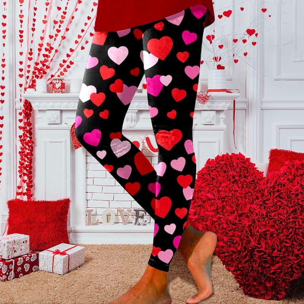 MKLEKYY Ropa deportiva para mujer, mallas con estampado de San Valentín para mujer, mallas deportivas de control para yoga, mallas para mujer