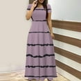 thumbnail image 2 of IROINNID Summer Dresses for Women 2024, Slim Maxi Dresses for Women with Short Sleeve and V-Neck Summer Stripe Outfits Dress, 2 of 5