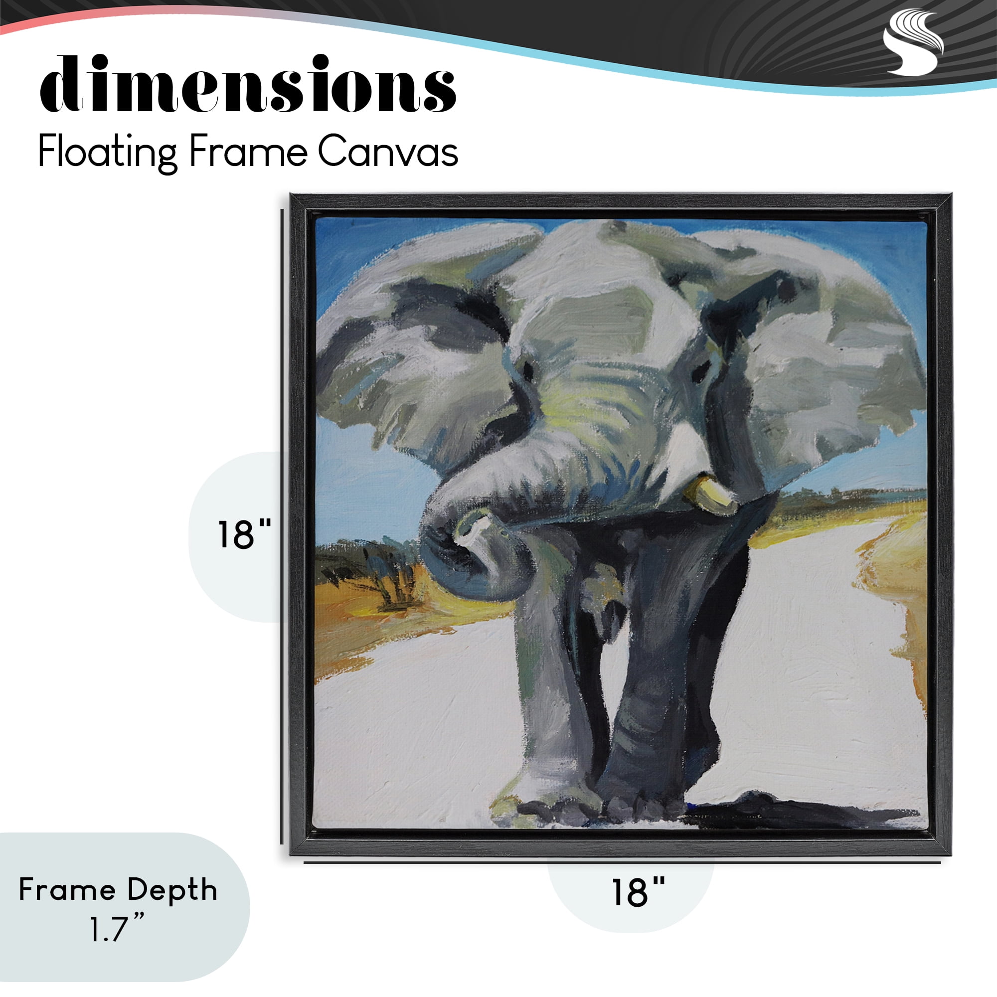 Stupell Industries Majestic Elephant on Path Black Framed Floater Canvas Wall Art, design by Violeta Vollmer