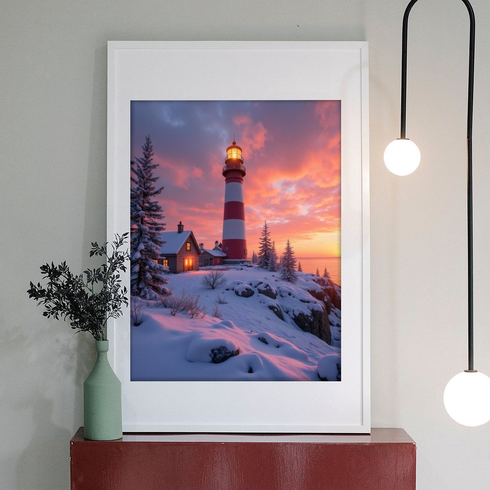 Diamond Art Kit for Adults, Lighthouse Sunset Winter Landscape Diamond Painting for Adults Beginners, DIY Diamond Art Painting Kits, 5D Diamond Painting Crafts for Home Decor 12x16 Frameless