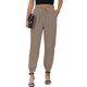 thumbnail image 1 of Pantalones Casuales Largos Color Puro Talle Alto Bolsillos Laterales Puños Cónicos Pantalones Sueltos Para Mujer Caqui S, 1 of 6